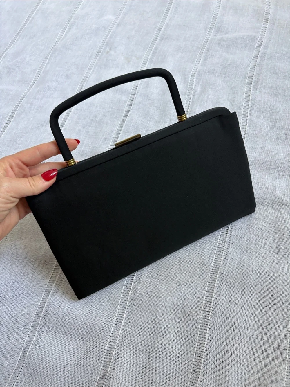 Vintage Garay Classic Black Top-Handle Evening Bag